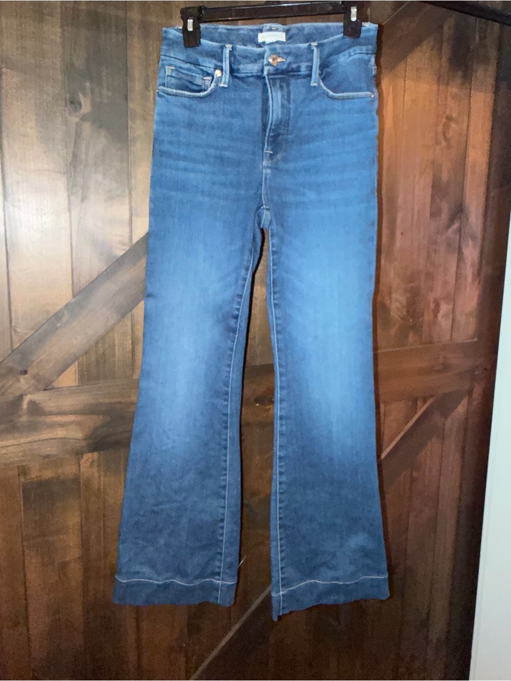Good American Medium Blue High-Rise Wide Leg Jeans